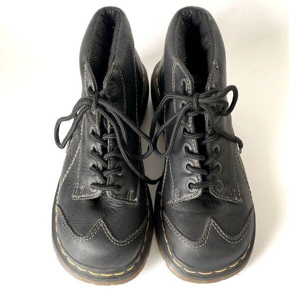 DR. MARTENS Vintage Y2K Black Leather 12278 Daisy Chunky Platform Ankle Boots